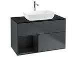 Villeroy und Boch Finion Waschtischunterschrank F772PDHG 100cm, Abdeckplatte black matt, Regale Black matt lacquer, Midnight Blue Matt Lacquer