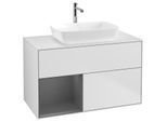 Villeroy und Boch Finion Waschtischunterschrank F771GKMT 100cm, Abdeckplatte white matt, Regale Anthracite matt lacquer, White matt lacquer