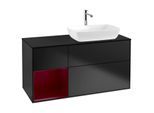 Villeroy und Boch Finion Waschtischunterschrank G802HBPD 120cm, Abdeckplatte black matt, Emotion, Regale Peony matt lacquer, Black matt lacquer
