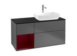 Villeroy und Boch Finion Waschtischunterschrank G802HBGK 120cm, Abdeckplatte black matt, Emotion, Regale Peony matt lacquer, Anthracite matt