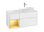 Villeroy und Boch Finion Waschtischunterschrank G801HFGF 120cm, Abdeckplatte white matt, Emotion, Regale Gold matt lacquer, Glossy white lacquer