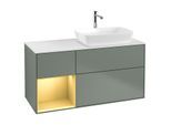 Villeroy und Boch Finion Waschtischunterschrank G801HFGM 120cm, Abdeckplatte white matt, Emotion, Regale Gold matt lacquer, Olive Matt Lacquer