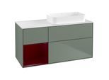 Villeroy und Boch Finion Waschtischunterschrank F681HBGM 120x60,3x50,1cm, Regal links Peony, Olive Matt Lacquer