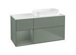 Villeroy und Boch Finion Waschtischunterschrank F681GMGM 120x60,3x50,1cm, Regal links Olive Matt Lacquer, Olive Matt Lacquer