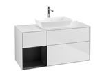 Villeroy und Boch Finion Waschtischunterschrank F821PDMT 120cm, Abdeckplatte white matt, Regale Black matt lacquer, White matt lacquer