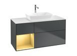 Villeroy und Boch Finion Waschtischunterschrank F821HFHG 120cm, Abdeckplatte white matt, Regale Gold matt lacquer, Midnight Blue Matt Lacquer