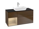 Villeroy und Boch Finion Waschtischunterschrank F822PCGN 120cm, Abdeckplatte black matt, Regale Oak Veneer, Walnut veneer