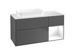 Villeroy und Boch Finion Waschtischunterschrank F691GFGK 120x60,3x50,1cm, Regal rechts Glossy white lacquer, Anthracite matt