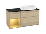 Villeroy und Boch Finion Waschtischunterschrank G682HFPC 120x60,3x50,1cm, Regal links Gold matt, Oak Veneer