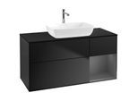 Villeroy und Boch Finion Waschtischunterschrank G832GKPD 120cm, Abdeckplatte black matt, Emotion, Regale Anthracite matt lacquer, Black matt lacquer