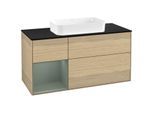 Villeroy und Boch Finion Waschtischunterschrank G702GMPC 120x60,3x50,1cm, Regal rechts Olive Matt Lacquer, Oak Veneer