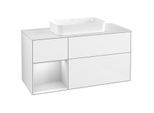 Villeroy und Boch Finion Waschtischunterschrank G701MTGF 120x60,3x50,1cm, Regal rechts White matt lacquer, Glossy white lacquer
