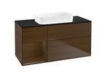 Villeroy und Boch Finion Waschtischunterschrank F702GNGN 120x60,3x50,1cm, Regal links Walnut veneer, Walnut veneer