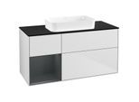 Villeroy und Boch Finion Waschtischunterschrank F702HGMT 120x60,3x50,1cm, Regal links Midnight Blue Matt Lacquer, White matt lacquer