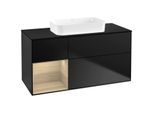 Villeroy und Boch Finion Waschtischunterschrank F702PCPD 120x60,3x50,1cm, Regal links Oak Veneer, Black matt lacquer