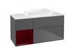 Villeroy und Boch Finion Waschtischunterschrank F701HBGK 120x60,3x50,1cm, Regal links Peony, Anthracite matt