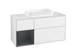 Villeroy und Boch Finion Waschtischunterschrank F701HGGF 120x60,3x50,1cm, Regal links Midnight Blue Matt Lacquer, Glossy white lacquer