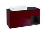 Villeroy und Boch Finion Waschtischunterschrank G692PDHB 120x60,3x50,1cm, Regal rechts Black matt lacquer, Peony Matt