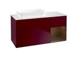 Villeroy und Boch Finion Waschtischunterschrank G691GNHB 120x60,3x50,1cm, Regal rechts Walnut veneer, Peony Matt