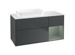 Villeroy und Boch Finion Waschtischunterschrank G691GMHG 120x60,3x50,1cm, Regal rechts Olive Matt Lacquer, Midnight Blue Matt Lacquer