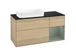 Villeroy und Boch Finion Waschtischunterschrank F692GMPC 120x60,3x50,1cm, Regal rechts Olive Matt Lacquer, Oak Veneer