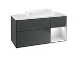 Villeroy und Boch Finion Waschtischunterschrank G711MTHG 120x60,3x50,1cm, Regal rechts White matt lacquer, Midnight Blue Matt Lacquer