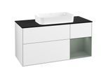 Villeroy und Boch Finion Waschtischunterschrank F712GMGF 120x60,3x50,1cm, Regal rechts Olive Matt Lacquer, Glossy white lacquer