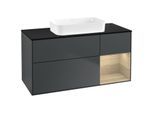 Villeroy und Boch Finion Waschtischunterschrank F712PCHG 120x60,3x50,1cm, Regal rechts Oak Veneer, Midnight Blue Matt Lacquer