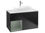 Villeroy und Boch Finion Waschtischunterschrank G771GMPD 100cm, Abdeckplatte white matt, Emotion, Regale Olive matt lacquer, Black matt lacquer