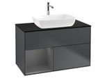 Villeroy und Boch Finion Waschtischunterschrank G772GKHG 100cm, Abdeckplatte black matt, Emotion, Regale Anthracite matt lacquer, Midnight Blue Matt Lacquer