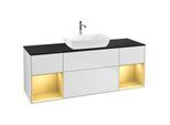 Villeroy und Boch Finion Waschtischunterschrank F862HFMT 160cm, Abdeckplatte black matt, Regale Gold matt lacquer, White matt lacquer