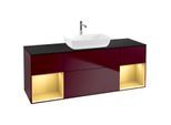 Villeroy und Boch Finion Waschtischunterschrank F862HFHB 160cm, Abdeckplatte black matt, Regale Gold matt lacquer, Peony Matt