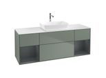 Villeroy und Boch Finion Waschtischunterschrank F861HGGM 160cm, Abdeckplatte white matt, Regale Midnight matt lacquer, Olive Matt Lacquer