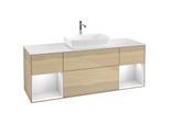 Villeroy und Boch Finion Waschtischunterschrank F861MTPC 160cm, Abdeckplatte white matt, Regale White matt lacquer, Oak Veneer