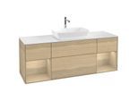 Villeroy und Boch Finion Waschtischunterschrank F861PCPC 160cm, Abdeckplatte white matt, Regale Oak Veneer, Oak Veneer