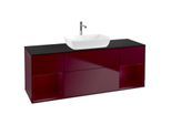 Villeroy und Boch Finion Waschtischunterschrank G862HBHB 160cm, Abdeckplatte black matt, Emotion, Regale Peony matt lacquer, Peony Matt