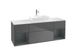 Villeroy und Boch Finion Waschtischunterschrank G861HGGK 160cm, Abdeckplatte white matt, Emotion, Regale Midnight matt lacquer, Anthracite matt