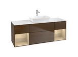 Villeroy und Boch Finion Waschtischunterschrank G861PCGN 160cm, Abdeckplatte white matt, Emotion, Regale Oak Veneer, Walnut veneer