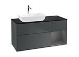 Villeroy und Boch Finion Waschtischunterschrank G812GKHG 120cm, Abdeckplatte black matt, Emotion, Regale Anthracite matt lacquer, Midnight Blue Matt Lacquer