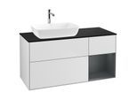 Villeroy und Boch Finion Waschtischunterschrank G812HGMT 120cm, Abdeckplatte black matt, Emotion, Regale Midnight matt lacquer, White matt lacquer