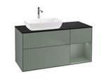 Villeroy und Boch Finion Waschtischunterschrank F812GMGM 120cm, Abdeckplatte black matt, Regale Olive matt lacquer, Olive Matt Lacquer
