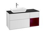 Villeroy und Boch Finion Waschtischunterschrank F812HBMT 120cm, Abdeckplatte black matt, Regale Peony matt lacquer, White matt lacquer