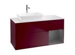Villeroy und Boch Finion Waschtischunterschrank F811GKHB 120cm, Abdeckplatte white matt, Regale Anthracite matt lacquer, Peony Matt