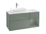 Villeroy und Boch Finion Waschtischunterschrank F811GMGM 120cm, Abdeckplatte white matt, Regale Olive matt lacquer, Olive Matt Lacquer