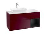 Villeroy und Boch Finion Waschtischunterschrank F811PDHB 120cm, Abdeckplatte white matt, Regale Black matt lacquer, Peony Matt