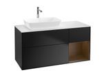 Villeroy und Boch Finion Waschtischunterschrank F811GNPD 120cm, Abdeckplatte white matt, Regale Walnut Veneer, Black matt lacquer