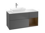 Villeroy und Boch Finion Waschtischunterschrank G811GNGK 120cm, Abdeckplatte white matt, Emotion, Regale Walnut Veneer, Anthracite matt