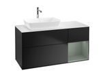Villeroy und Boch Finion Waschtischunterschrank G811GMPD 120cm, Abdeckplatte white matt, Emotion, Regale Olive matt lacquer, Black matt lacquer