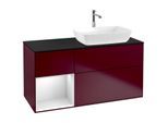 Villeroy und Boch Finion Waschtischunterschrank F802MTHB 120cm, Abdeckplatte black matt, Regale White matt lacquer, Peony Matt