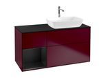 Villeroy und Boch Finion Waschtischunterschrank F802PDHB 120cm, Abdeckplatte black matt, Regale Black matt lacquer, Peony Matt